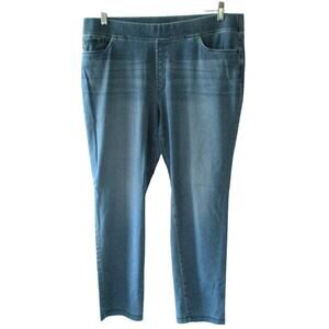 Pure Jill Indigo Women's Mid Rise Light Wash Stretch Pull On Blue Jeans Size L.